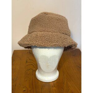 Abercrombie Tan Sherpa Fleece Bucket Hat Soft Lining Womens One Size Textured